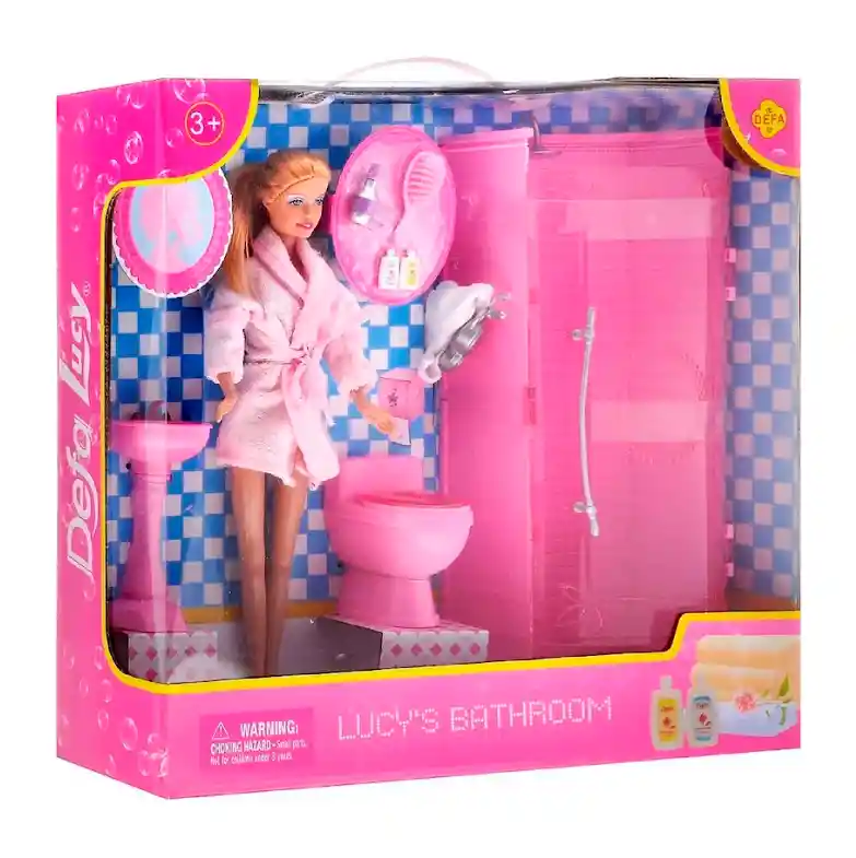 Muñeca Lucy Ducha Baño Con Accesorios Juguete Para Niñas