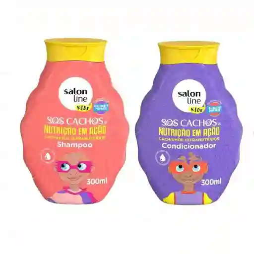Salon Line Kids Shampoo + Acondicionador S.o.s. Cachos Nutrición - Cabello Crespo 300 Ml