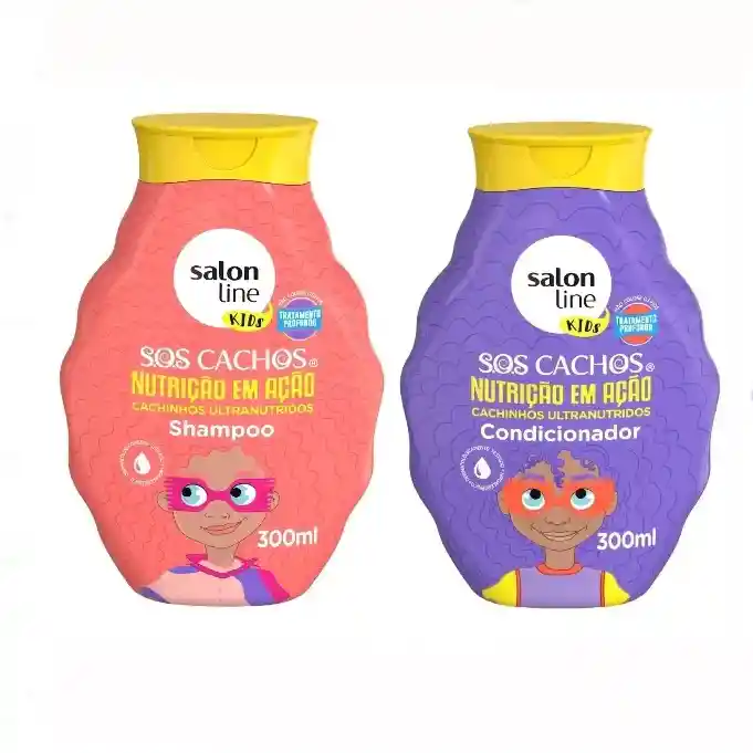 Salon Line Kids Shampoo + Acondicionador S.o.s. Cachos Nutrición - Cabello Crespo 300 Ml