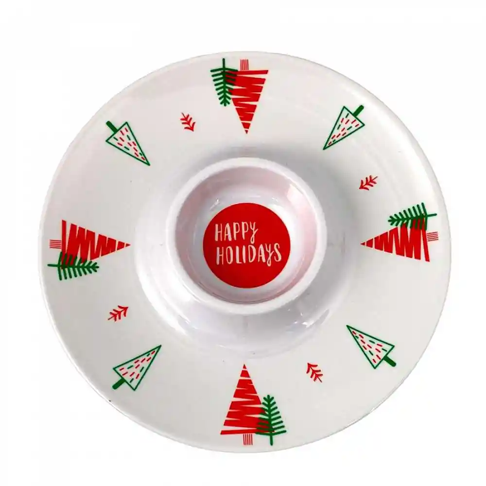 Bandeja Dip Navideño Happy Holidays 33x33x3.8cm Santini