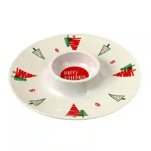 Bandeja Dip Navideño Happy Holidays 33x33x3.8cm Santini