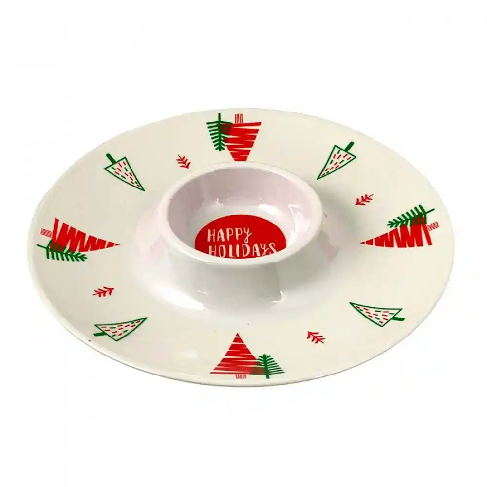 Bandeja Dip Navideño Happy Holidays 33x33x3.8cm Santini