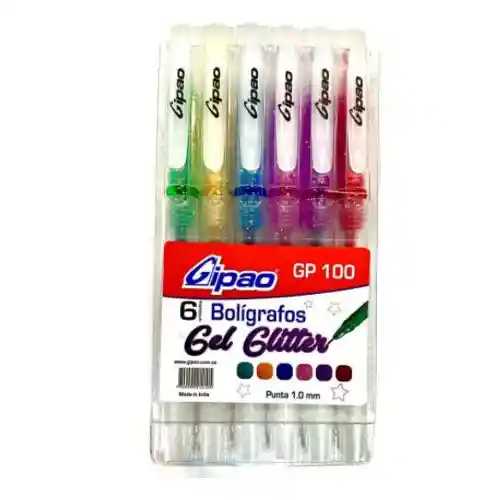 Lapicero Gel Escarchado Surtido X 6