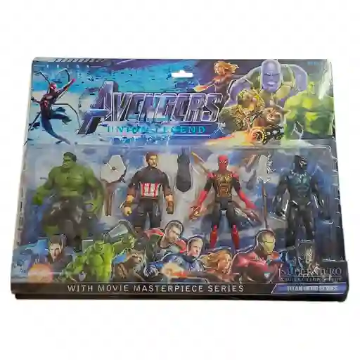 Set X4 Muñecos Avengers 14cm Figura Juguetes Team Hulk