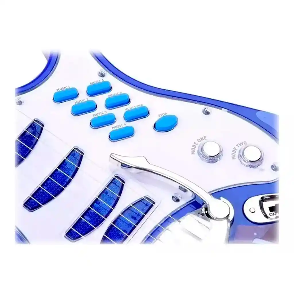 Guitarra Eléctrica De Juguete Micrófono Parlante Niños Rock Azul