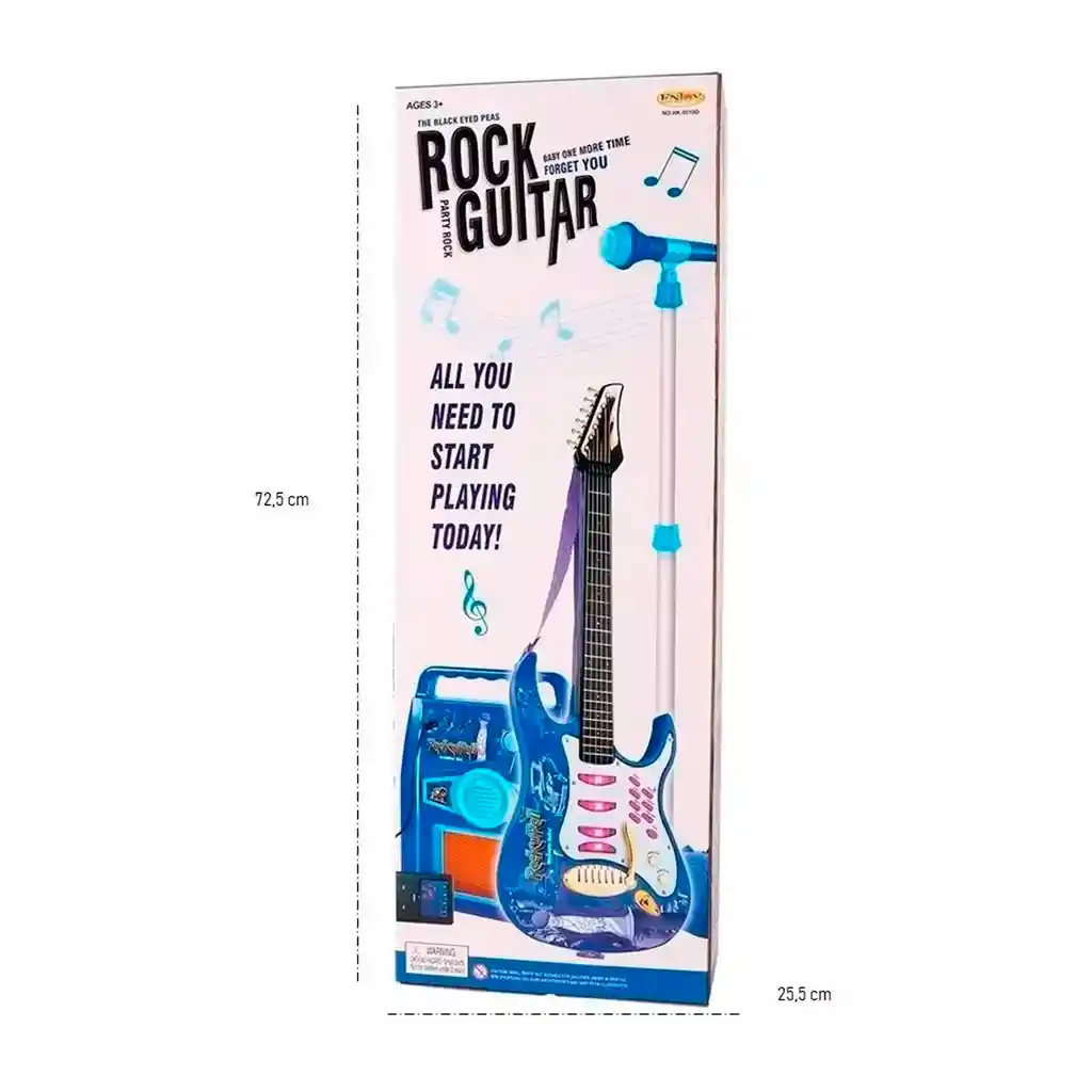 Guitarra Eléctrica De Juguete Micrófono Parlante Niños Rock Azul