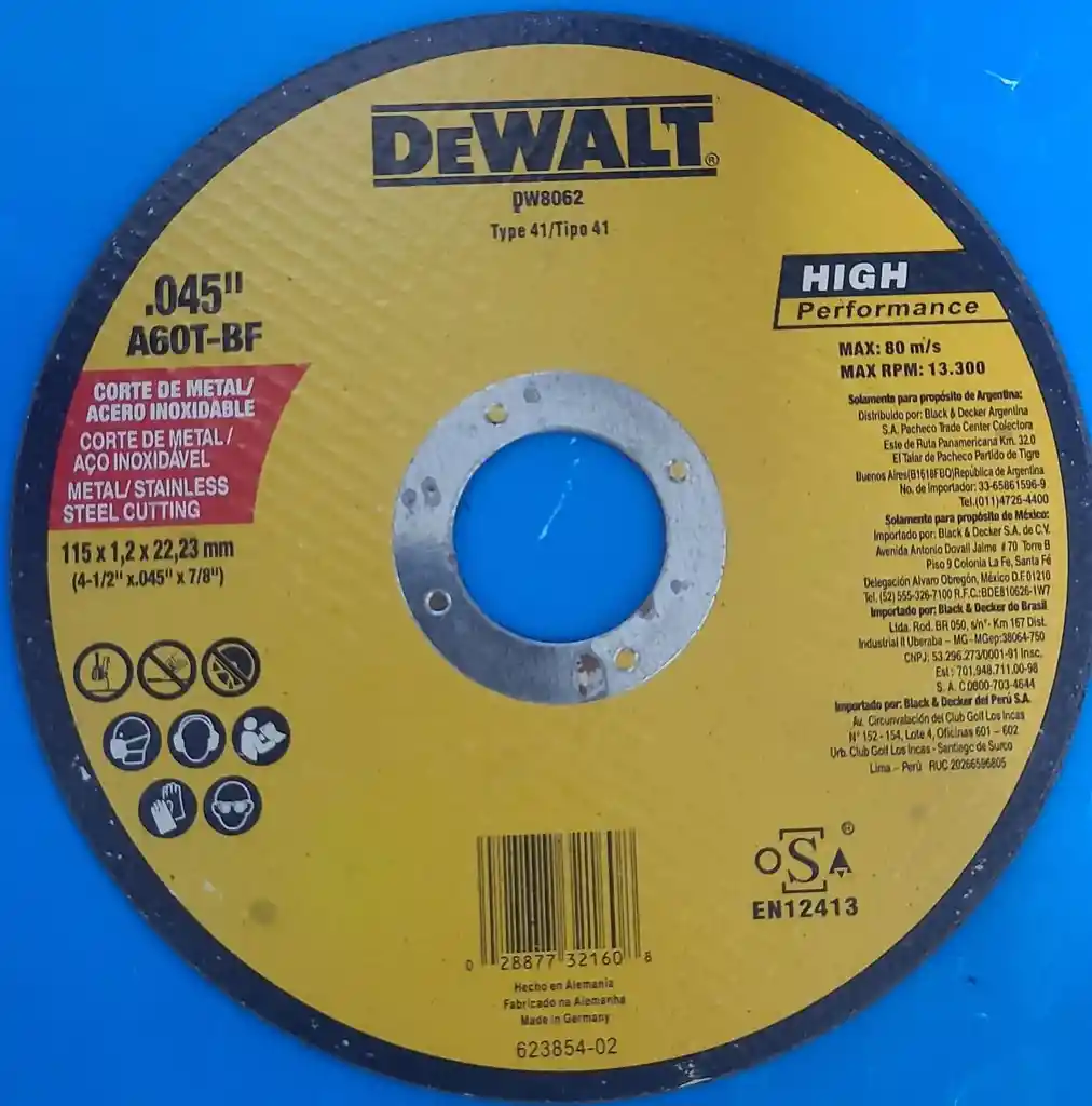 Disco De Corte Metal Dewalt 4"1/2