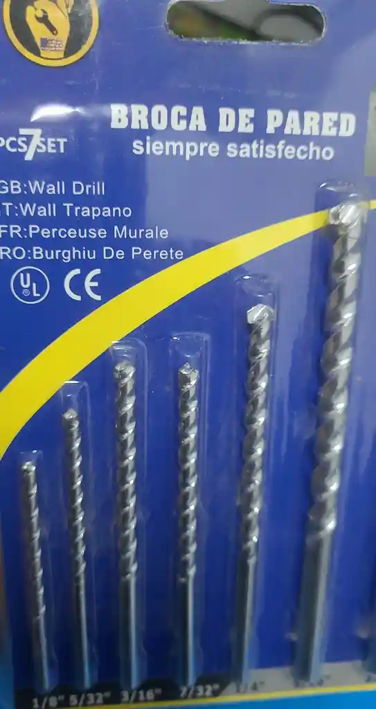 Juego De 7 Brocas Para Pared