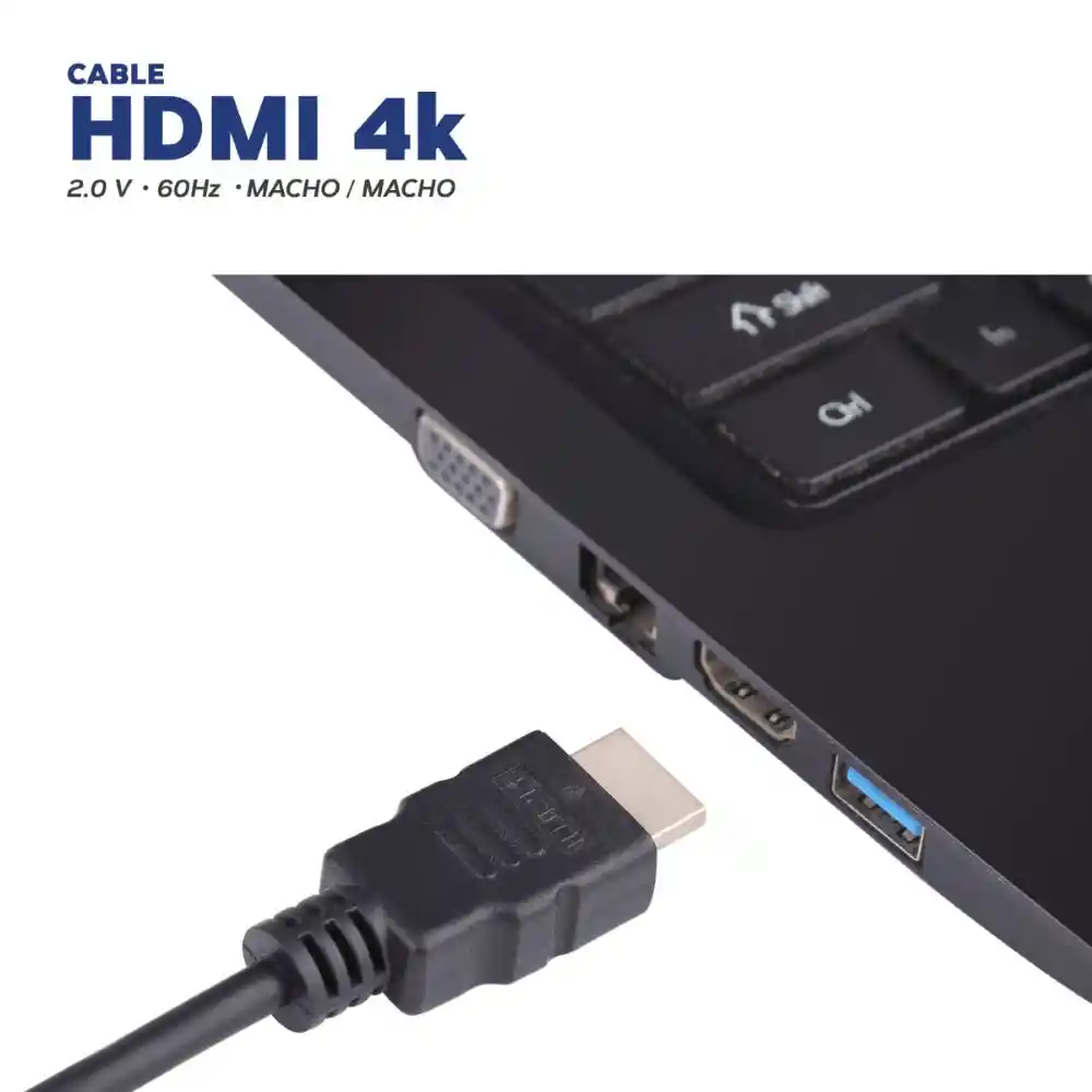 Cable Hdmi 4k 5 Metros + 2 Correas De Velcro