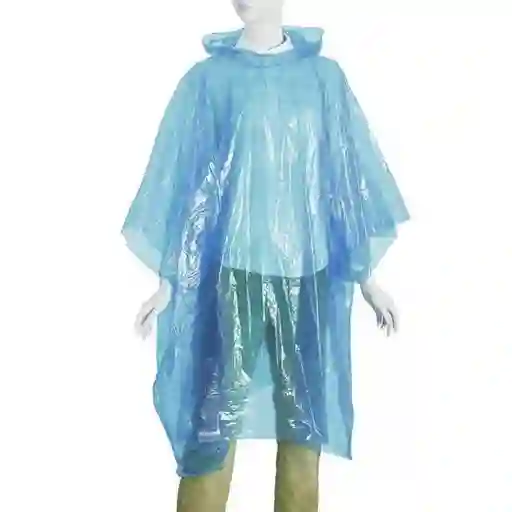 Capa Poncho Impermeable De Plástico Para Lluvia Calibre 1.4 - Azul