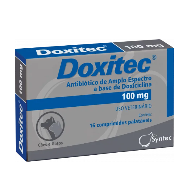 Syntec, Perro, Gato, Antibiotico, TabletaDOXICICLINA 100 MG 16 COMPRIMIDOS SYNTEC  x 16  