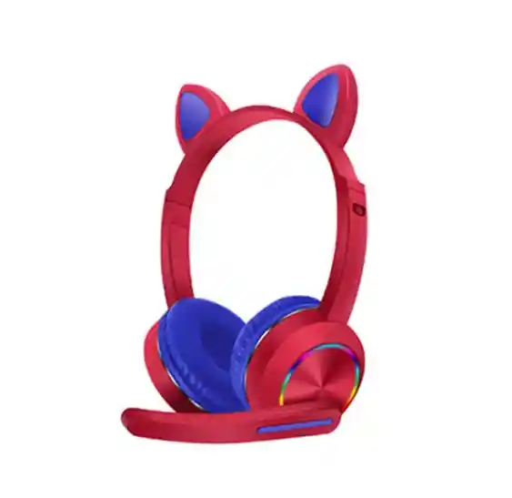 Audifonos Orejas De Gato Bluetooth 5,0 Con Luces Para Niños