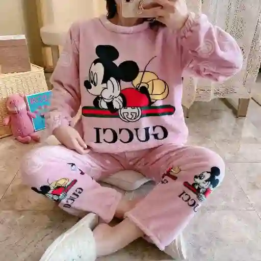 Pijama Térmica Mickey Gucci Talla Única Adulto (palo De Rosa)