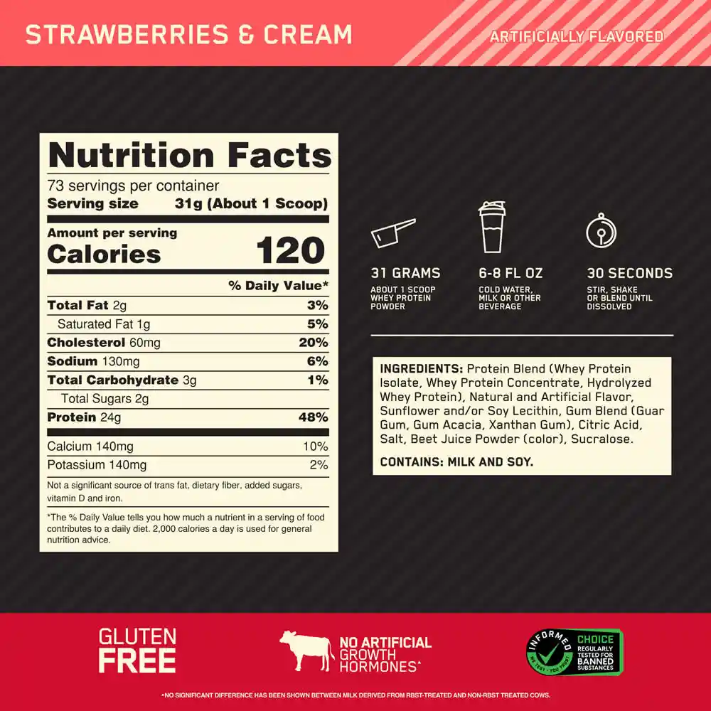 Gold Standard 100% Whey Strawberry And Cream 5 Lb