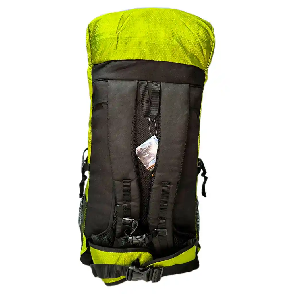 Morral Maleta Camping 70 Litros Varillado Viaje Rain Cover Verde Ref 6275