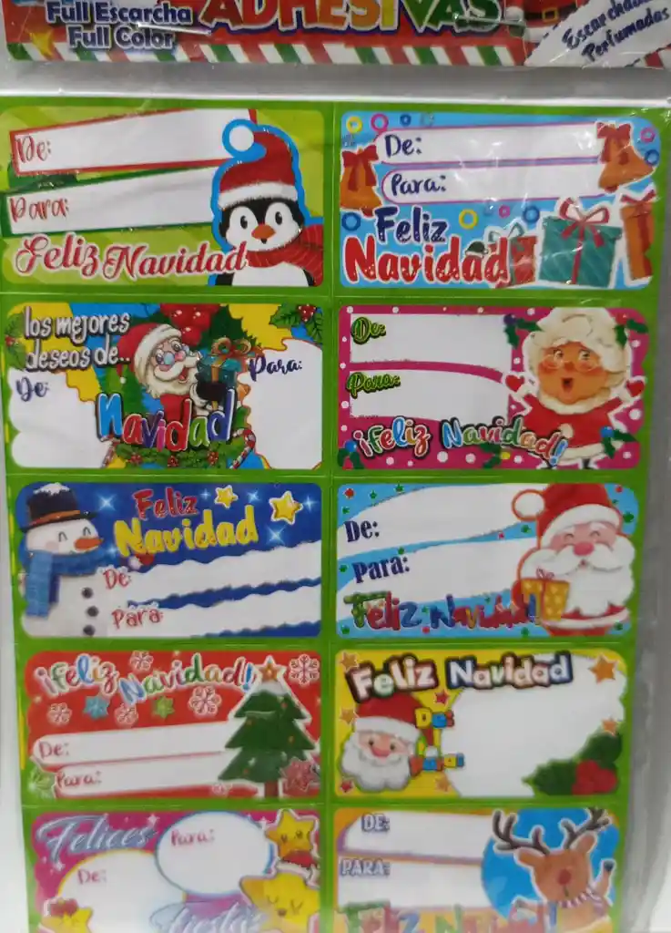 Tarjetas Adhesivas Navideñas De - Para Sobre X 10 Tarjetas