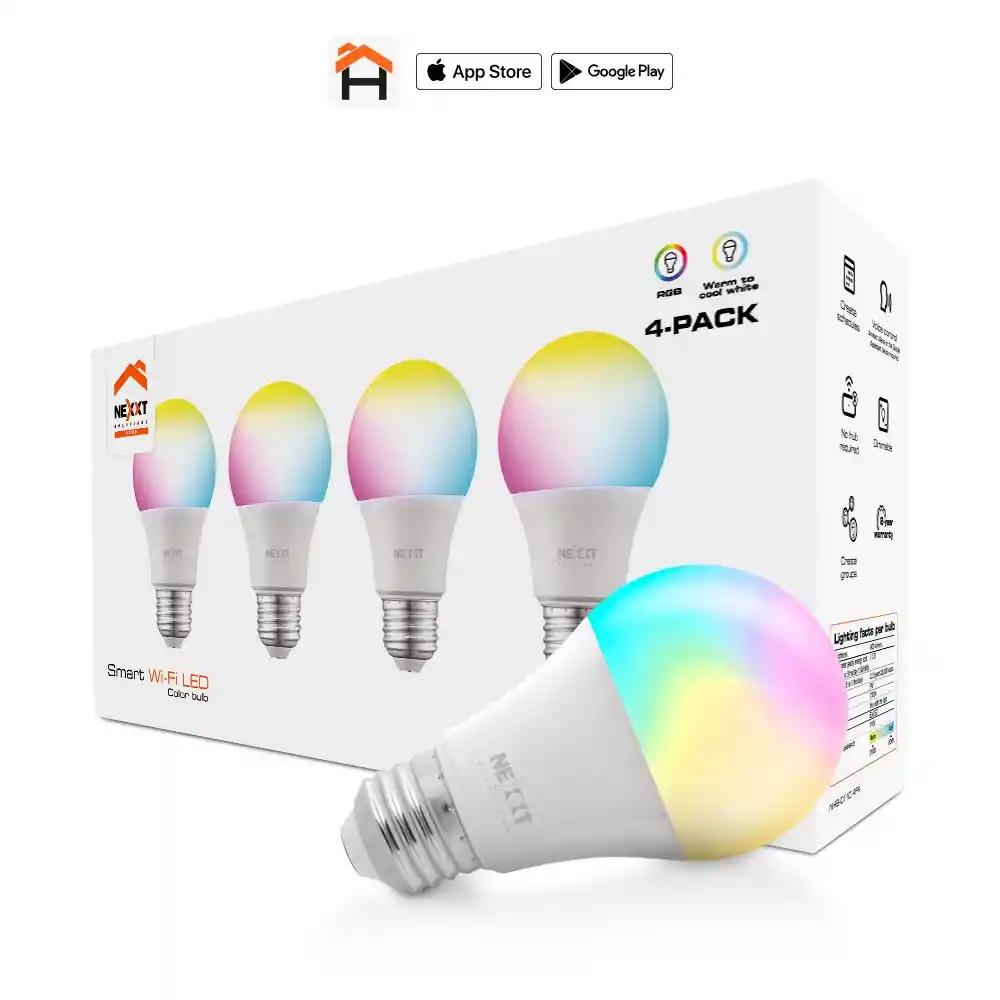 Bombillo Foco Rgb Inteligente Nexxt | Pack De 4 | Assistant