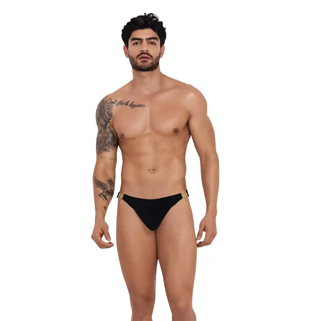 Tanga Masculina Eros Latin Talla M Clever Negro Con Broches