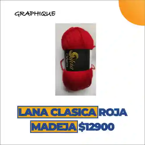 Lana Clásica Roja Madeja 100 Gms