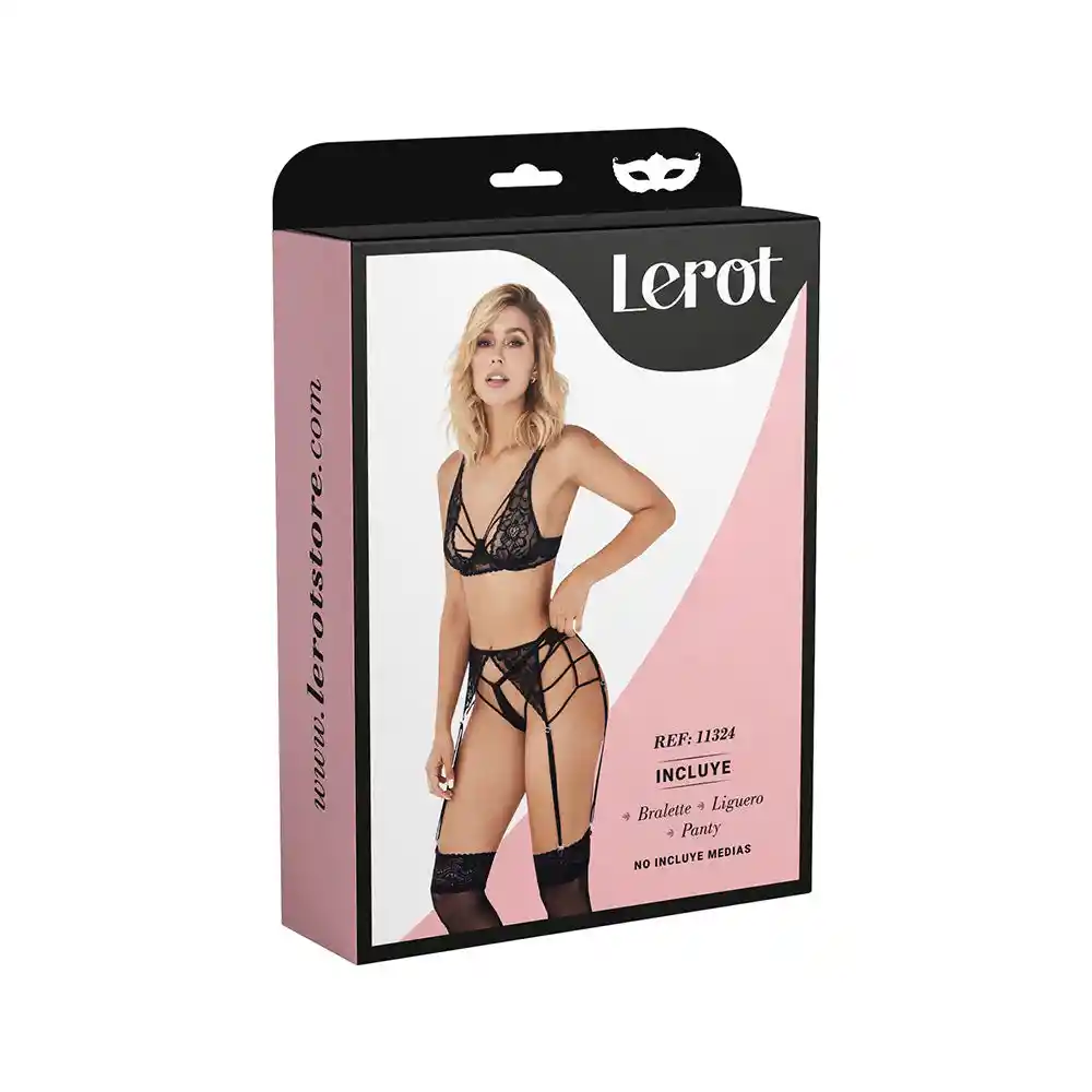 Conjunto Lencería Lara Talla S/m Lerot Negro