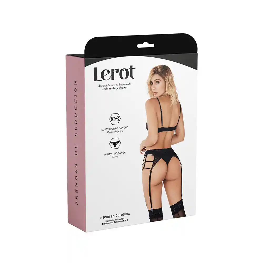 Conjunto Lencería Lara Talla S/m Lerot Negro