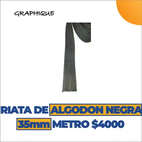 Riata De Algodón Negra 35 Mm Metro