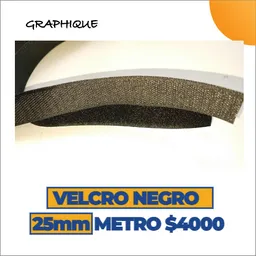 Velcro Negro 25 Mm Metro