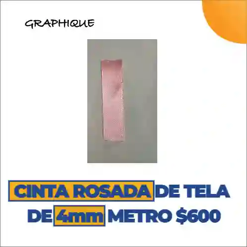 Cinta De Tela Razo O Ilusión Rosada De 4 Mm Metro