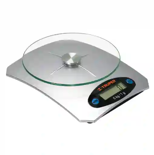 Báscula Digital 5kg Doméstica Gramera De Vidrio Truper 15160 Capacidad Máxima 5 Kg Color Plateado