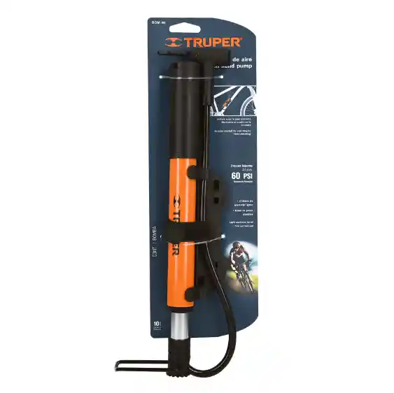 Inflador Manual Portátil Truper Bom-mi Para Pelotas Color Naranja/negro 60psi