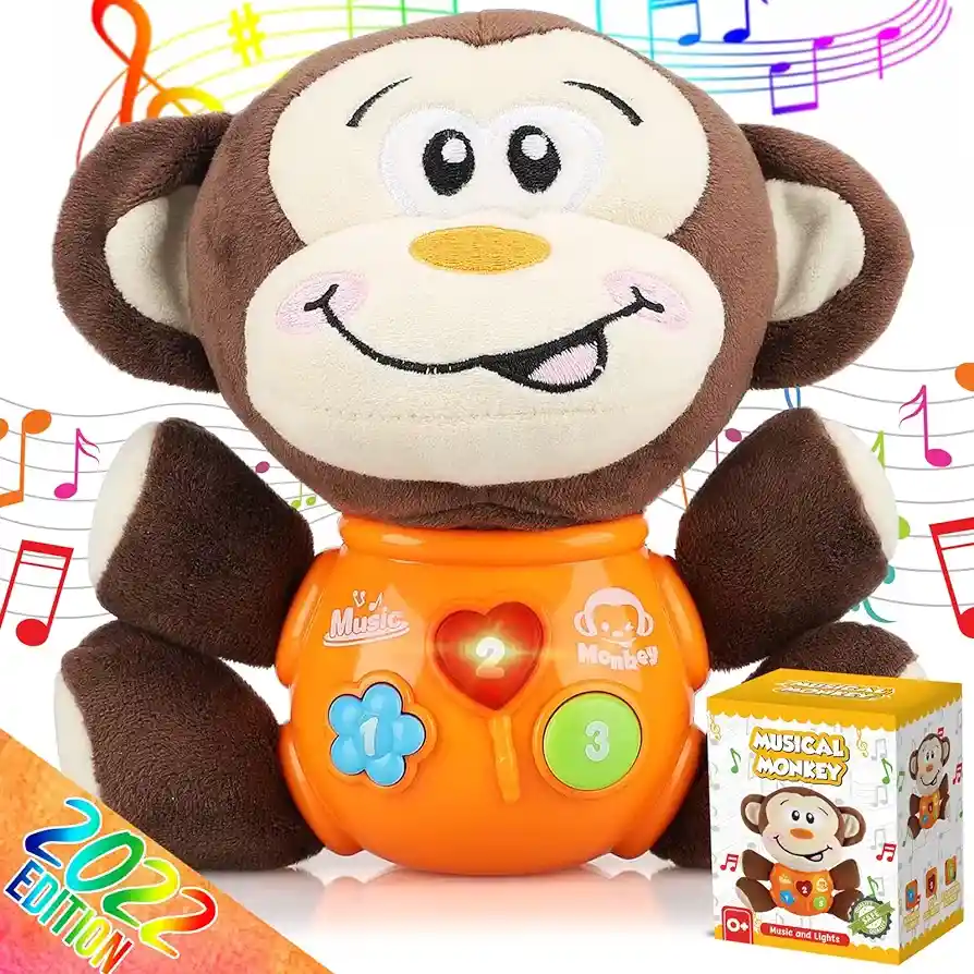 Juguetes Musicales De Mono De Peluche Para Bebés – Juguetes Educativos Montessori De Peluche Iluminados, Desarrollo Cerebral Sensorial Para Bebés Recién Nacidos, Para Bebés De 0 A 6 Meses