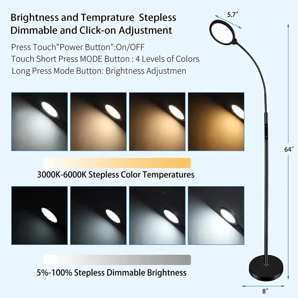 Lámpara De Pie Led Para Sala Habitación Oficina Con Control