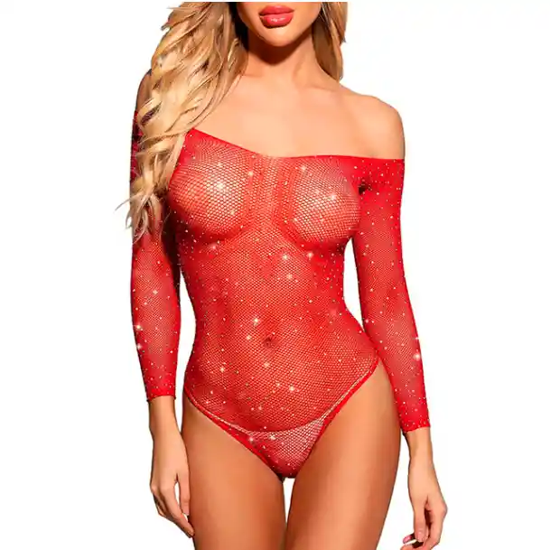 Lencería Enterizo Femenino Perlado Traje Erotico Vestido Sensual Red Rojo Pasion