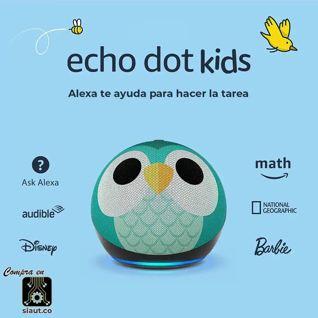 Amazon Alexa Echo Dot 5ta Gen Kids Buhó Verde Turquesa