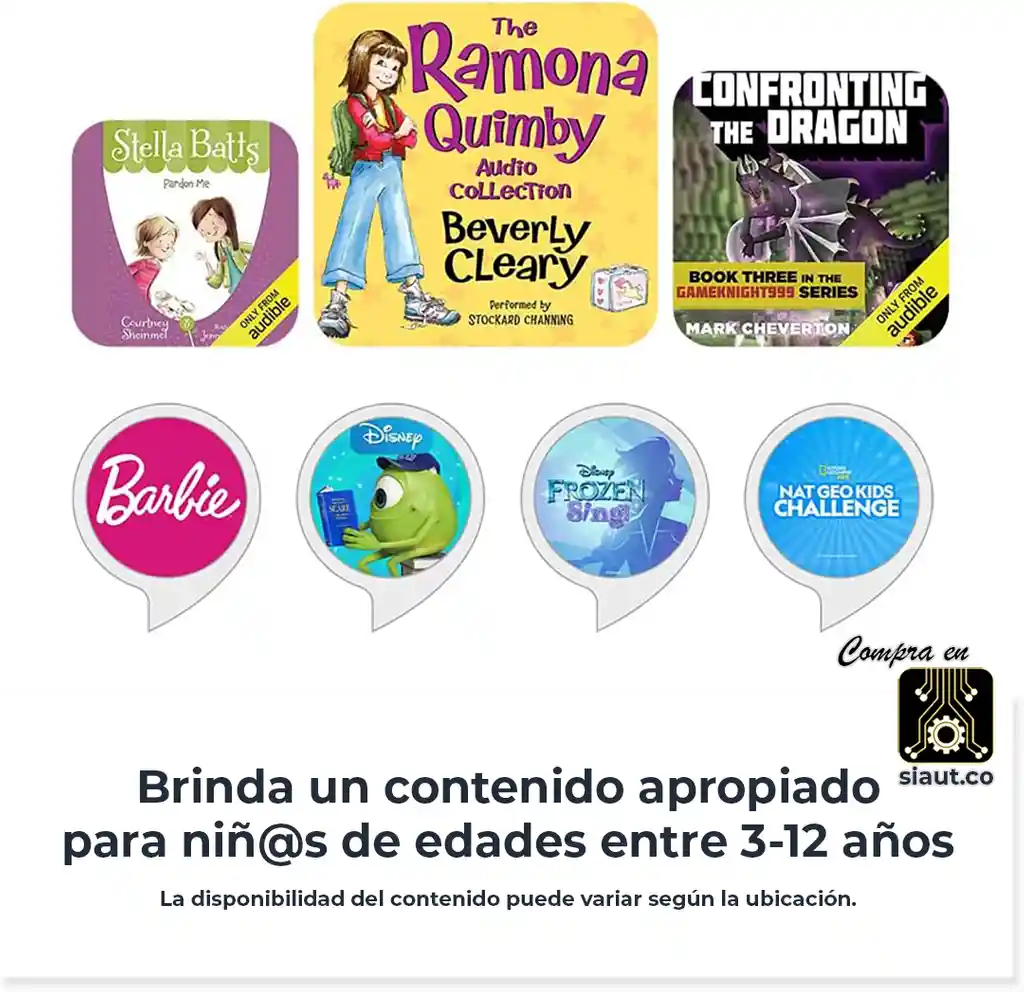 Amazon Alexa Echo Dot 5ta Gen Kids Dragón Azul Cielo + Morado