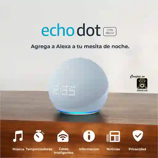 Amazon Alexa Echo Dot 5ta Gen + Reloj Azul Nube