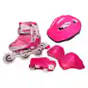 Kit Patines Semiprofesionales Blades Casco Y Protección Rosa 27-30