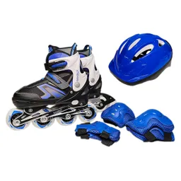 Kit Patines Semiprofesionales Blades Casco Y Protección Azul 31-34