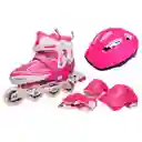 Kit Patines Semiprofesionales Blades Casco Y Protección Rosa 35-38