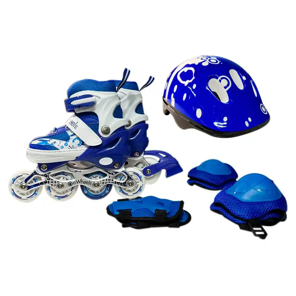 Patines Ajustables Linea Semiprofesionales Kit Onwheels Niño Azul 29-33