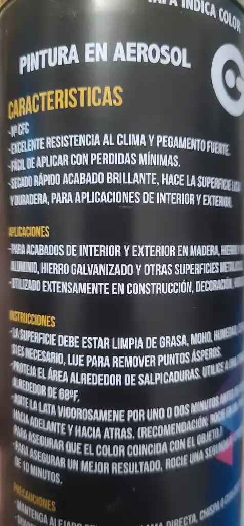 Pintura Aerosol Color Cromado Dorado