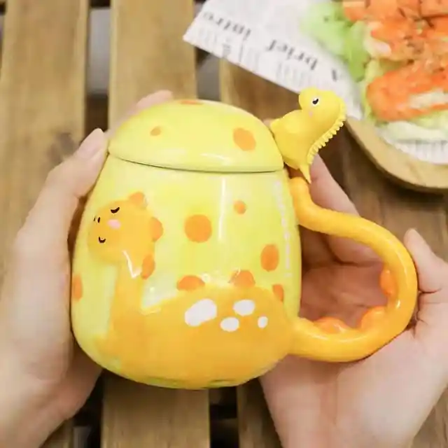 Mug De Dinosaurio Amarillo