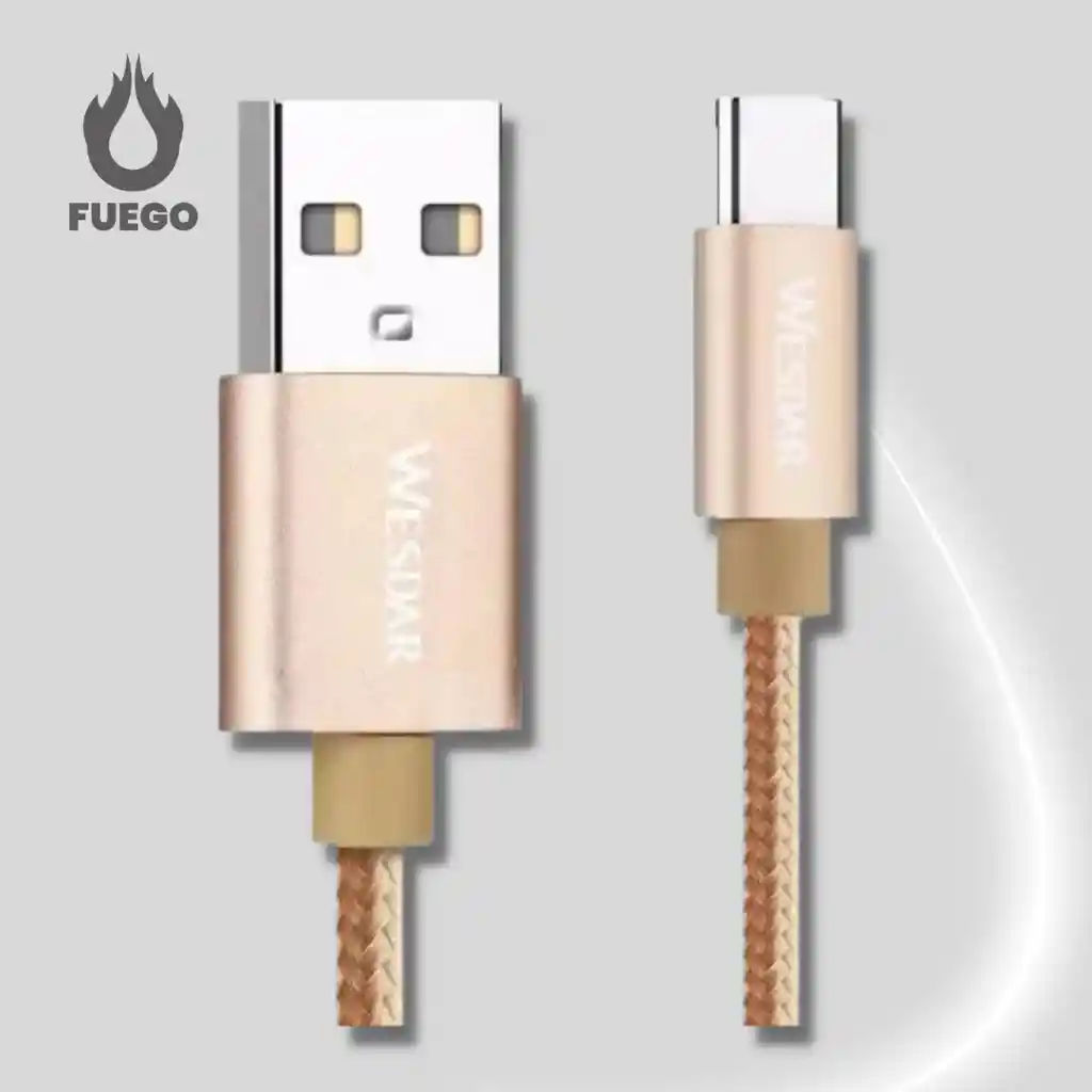 Cable Wesdar Usb A Tipo C Cable Blindado 1.2 Metros