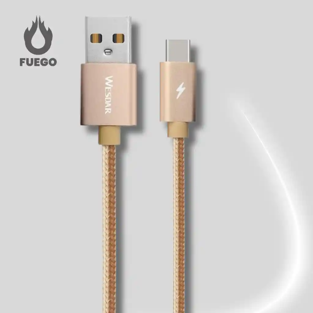 Cable Wesdar Usb A Tipo C Cable Blindado 1.2 Metros