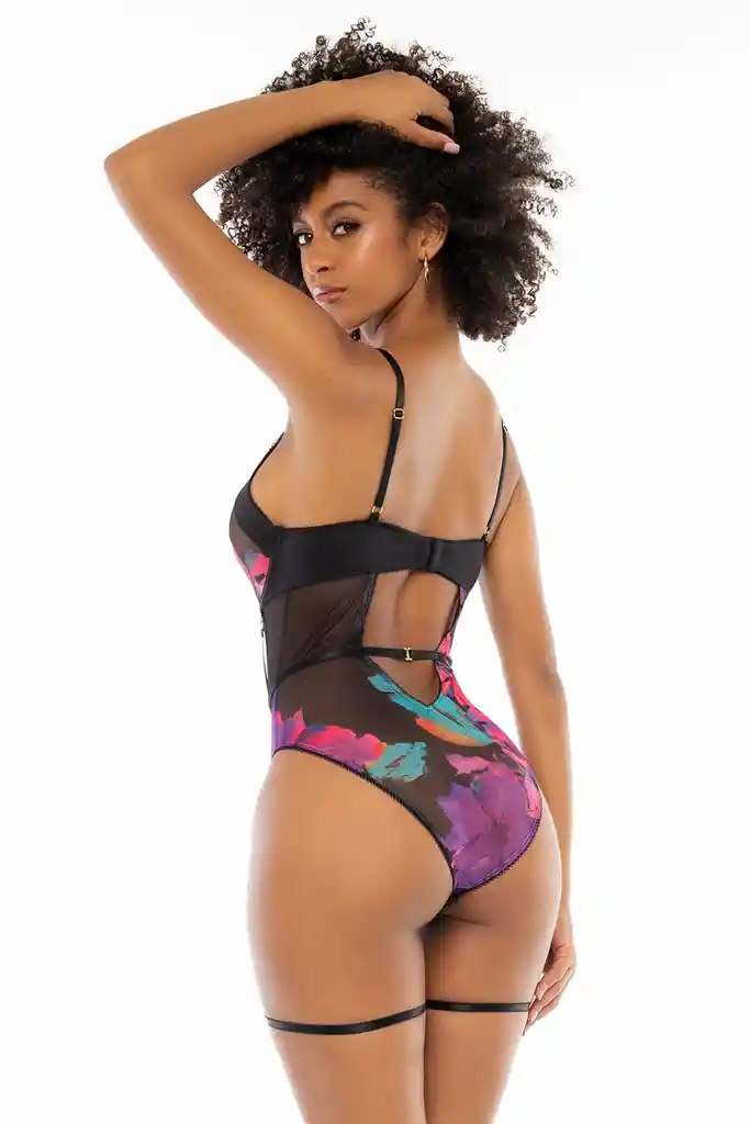 Body Con Varilla Negro Estampado Mapalé Talla S/m