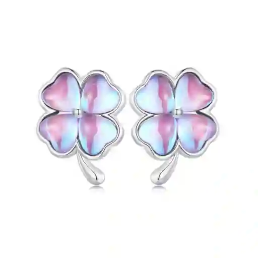 Aretes Topos Trébol Cuatro Hojas Para Mujer En Plata 925