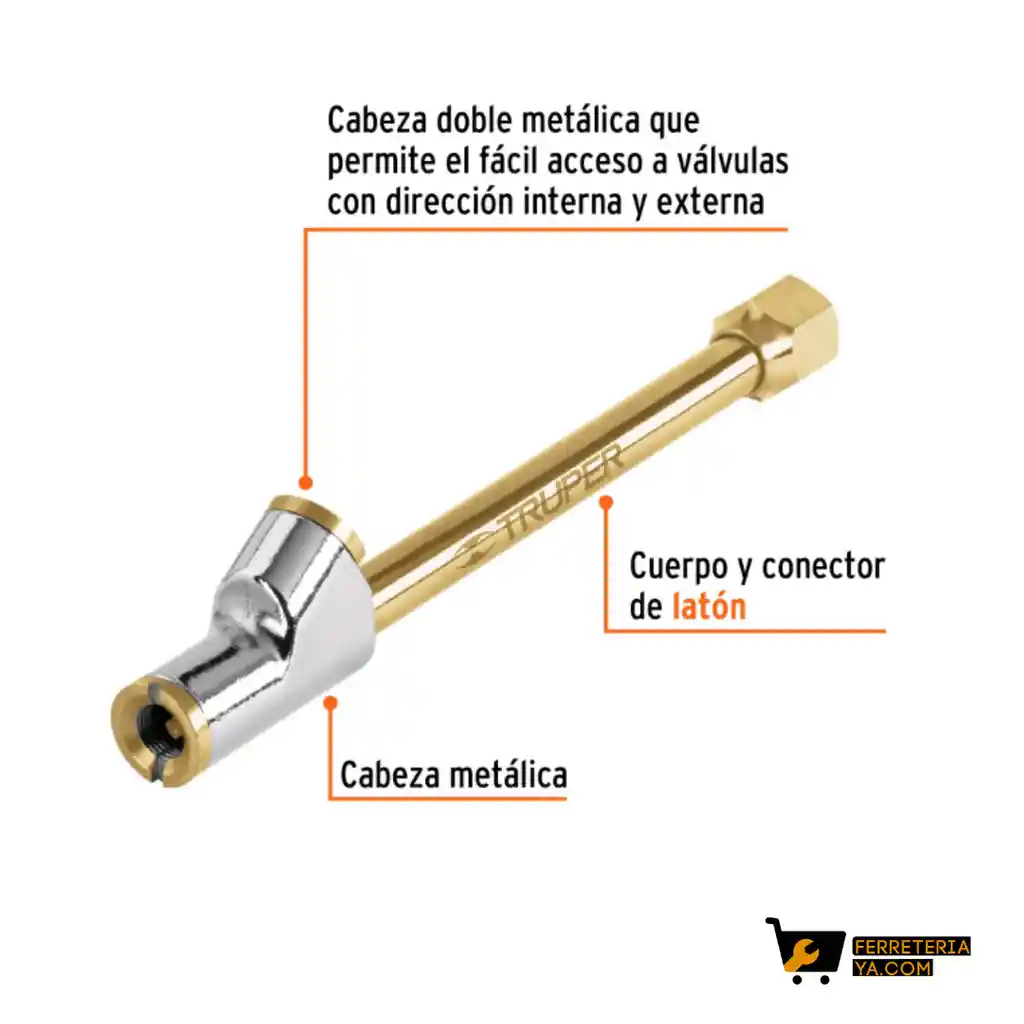 Inflador Cabeza Doble Laton Truper - 19089