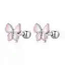 Aretes Topos Mujer Mariposa Broche Seguro En Plata 925