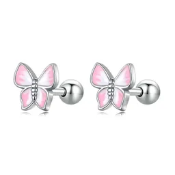 Aretes Topos Mujer Mariposa Broche Seguro En Plata 925