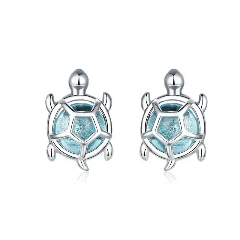 Aretes Topos Tortuga Para Mujer Fabricados En Plata 925